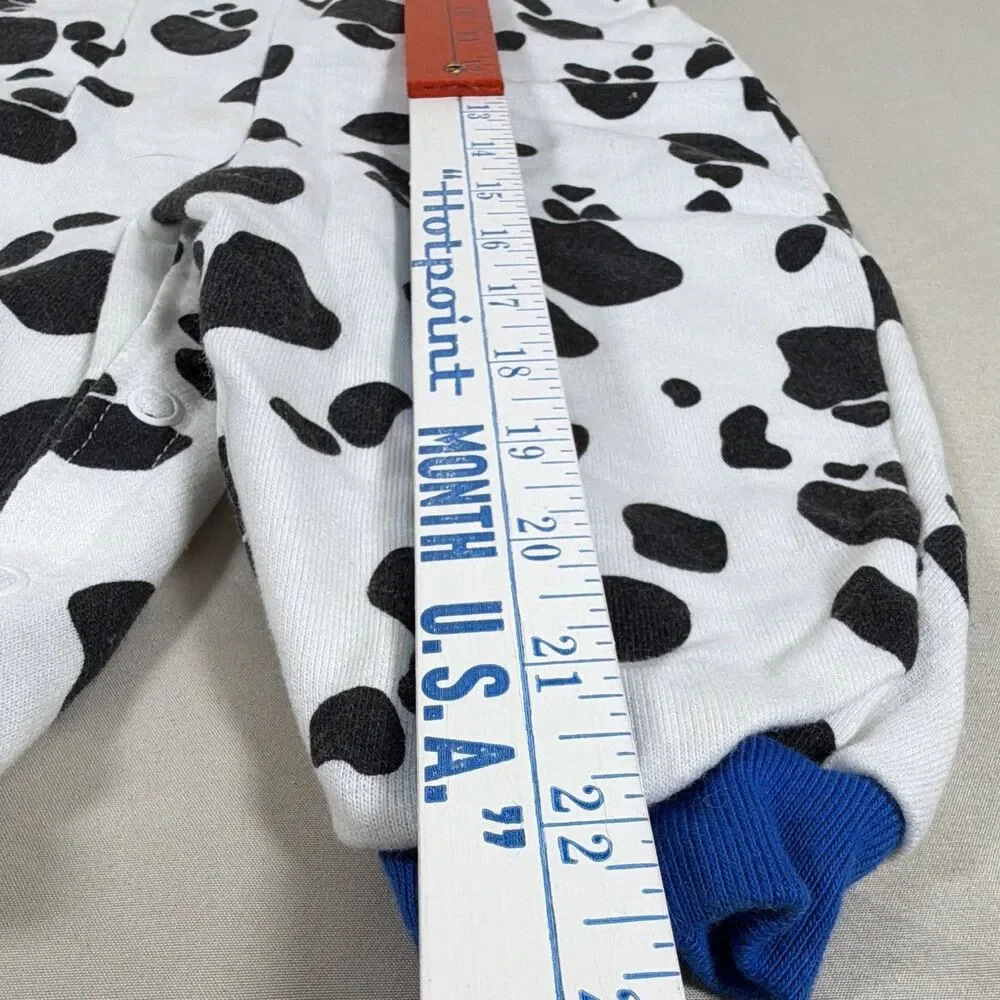 Vintage Buster Brown Baby 12M Cow Print Romper Coveralls Made in USA - 80s?